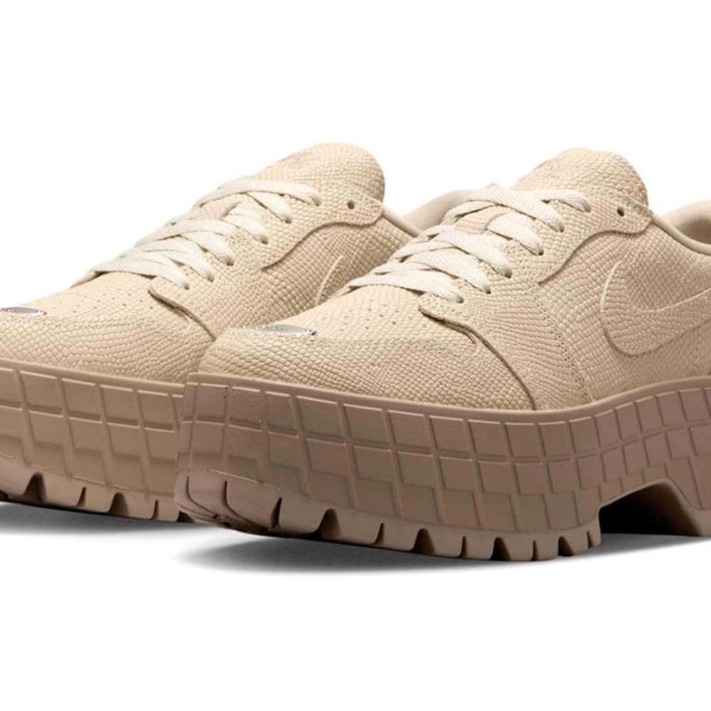 Nike Air Jordan Brooklyn Low Textured Tan Platform Sneakers